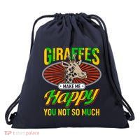 Giraffes Make Me Happy Giraffe Lover Gift Drawstring Bag