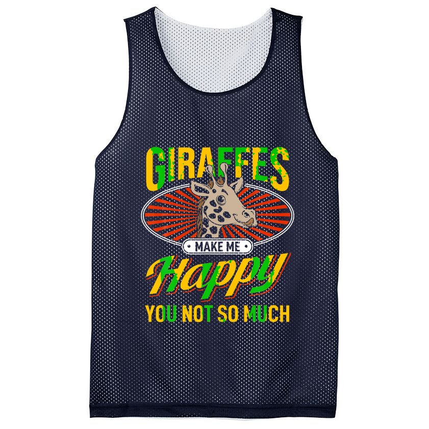 Giraffes Make Me Happy Giraffe Lover Gift Mesh Reversible Basketball Jersey Tank