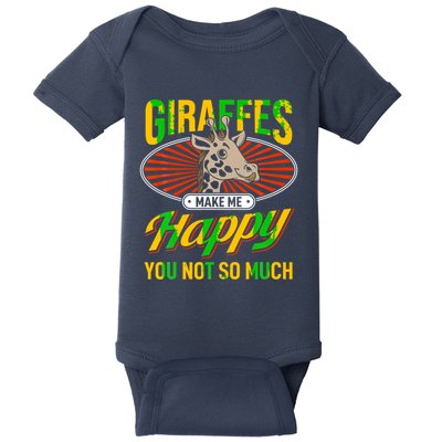 Giraffes Make Me Happy Giraffe Lover Gift Baby Bodysuit