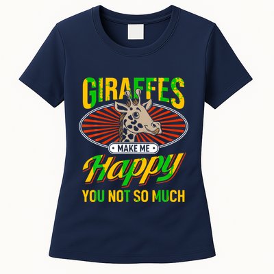 Giraffes Make Me Happy Giraffe Lover Gift Womens T-Shirt