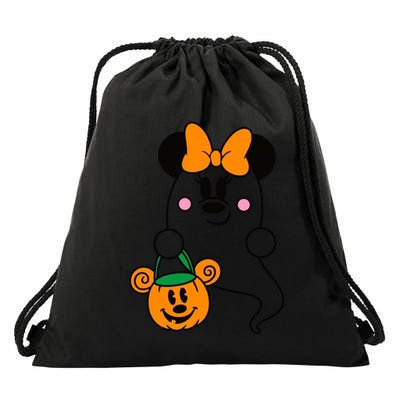 Ghost Minnie Mouse Halloween Trick Or Treat Halloween Drawstring Bag