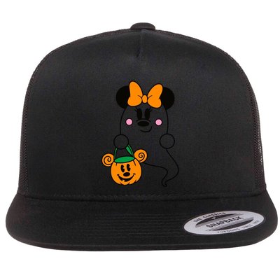 Ghost Minnie Mouse Halloween Trick Or Treat Halloween Flatbill Hat