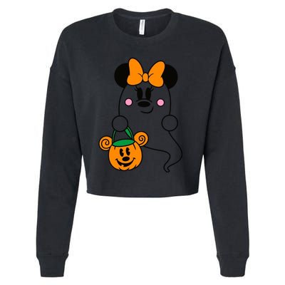 Ghost Minnie Mouse Halloween Trick Or Treat Halloween Cropped Pullover Crew