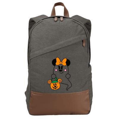 Ghost Minnie Mouse Halloween Trick Or Treat Halloween Cotton Canvas Backpack