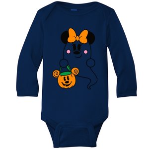 Ghost Minnie Mouse Halloween Trick Or Treat Halloween Baby Long Sleeve Bodysuit