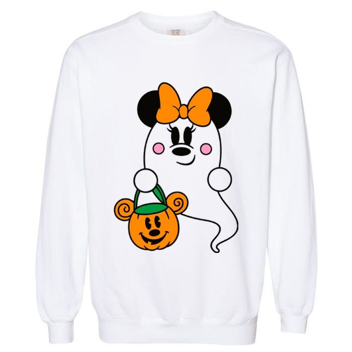 Ghost Minnie Mouse Halloween Trick Or Treat Halloween Garment-Dyed Sweatshirt