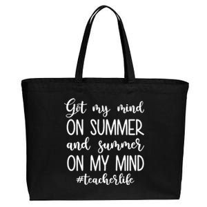 Got My Mind On Summer Teacher Life Cotton Canvas Jumbo Tote