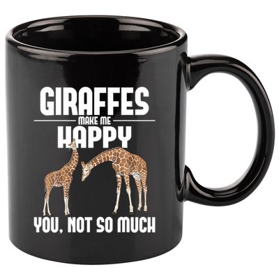 Giraffes Make Me Happy Safari Zoo Animal Lover Giraffe 11oz C Handle Ceramic Mug