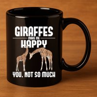 Giraffes Make Me Happy Safari Zoo Animal Lover Giraffe 11oz C Handle Ceramic Mug