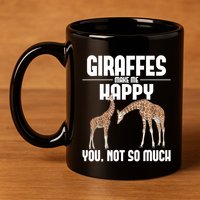 Giraffes Make Me Happy Safari Zoo Animal Lover Giraffe 11oz C Handle Ceramic Mug