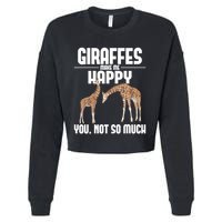 Giraffes Make Me Happy Safari Zoo Animal Lover Giraffe Cropped Pullover Crew