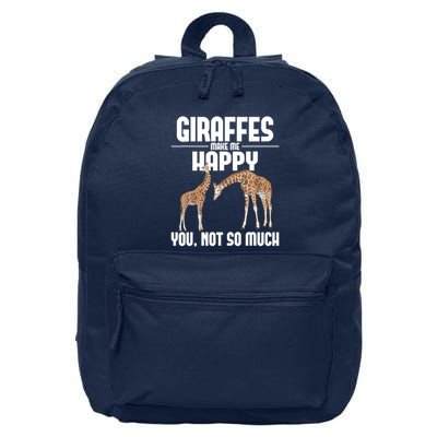 Giraffes Make Me Happy Safari Zoo Animal Lover Giraffe 16 in Basic Backpack