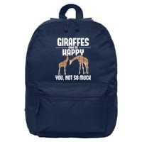 Giraffes Make Me Happy Safari Zoo Animal Lover Giraffe 16 in Basic Backpack