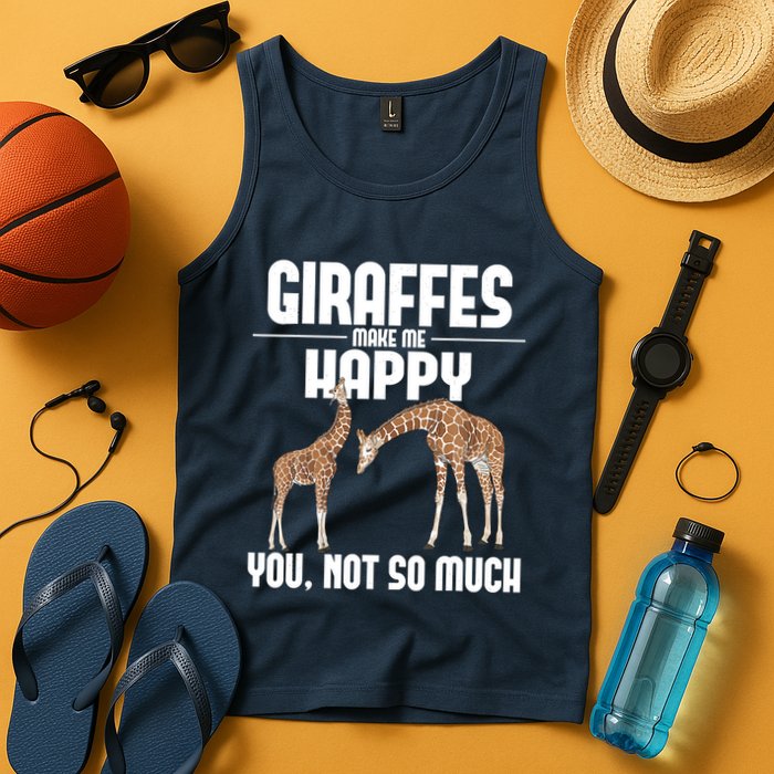 Giraffes Make Me Happy Safari Zoo Animal Lover Giraffe Tank Top