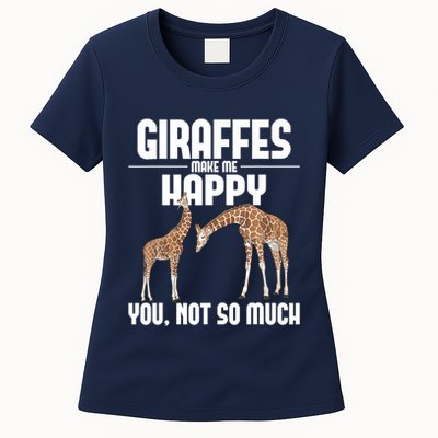 Giraffes Make Me Happy Safari Zoo Animal Lover Giraffe Womens T-Shirt