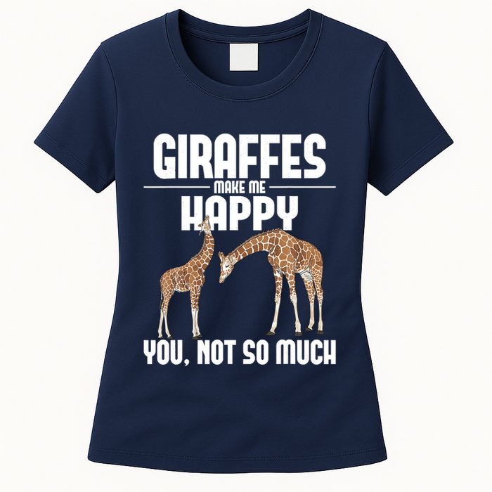 Giraffes Make Me Happy Safari Zoo Animal Lover Giraffe Womens T-Shirt