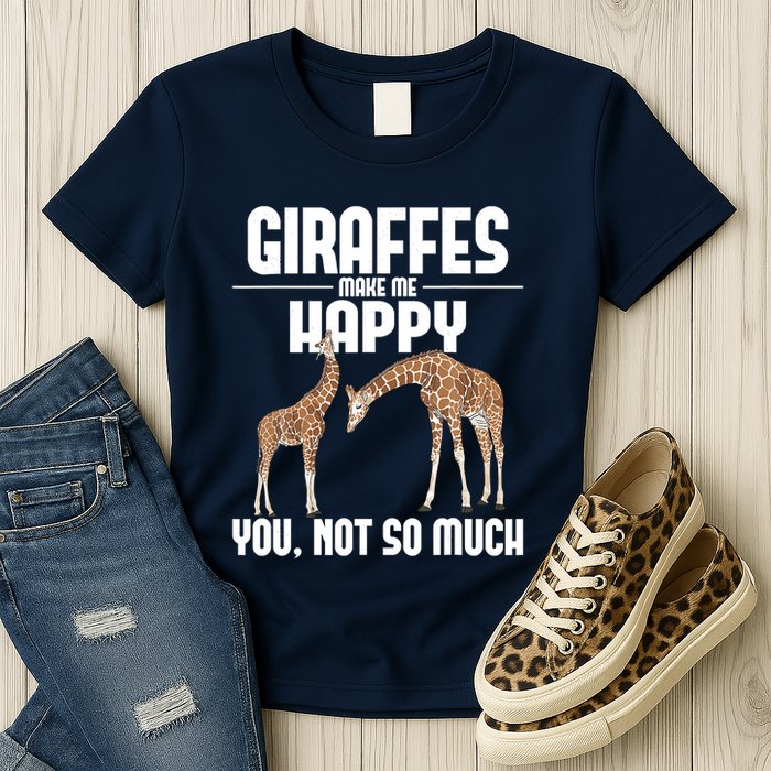 Giraffes Make Me Happy Safari Zoo Animal Lover Giraffe Womens T-Shirt
