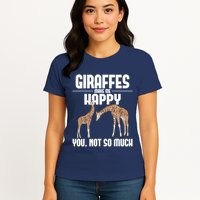 Giraffes Make Me Happy Safari Zoo Animal Lover Giraffe Womens T-Shirt