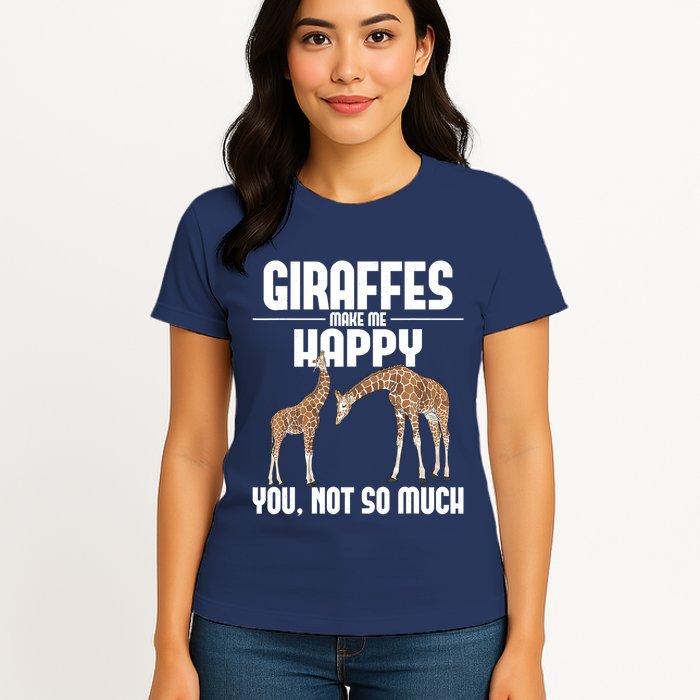 Giraffes Make Me Happy Safari Zoo Animal Lover Giraffe Womens T-Shirt