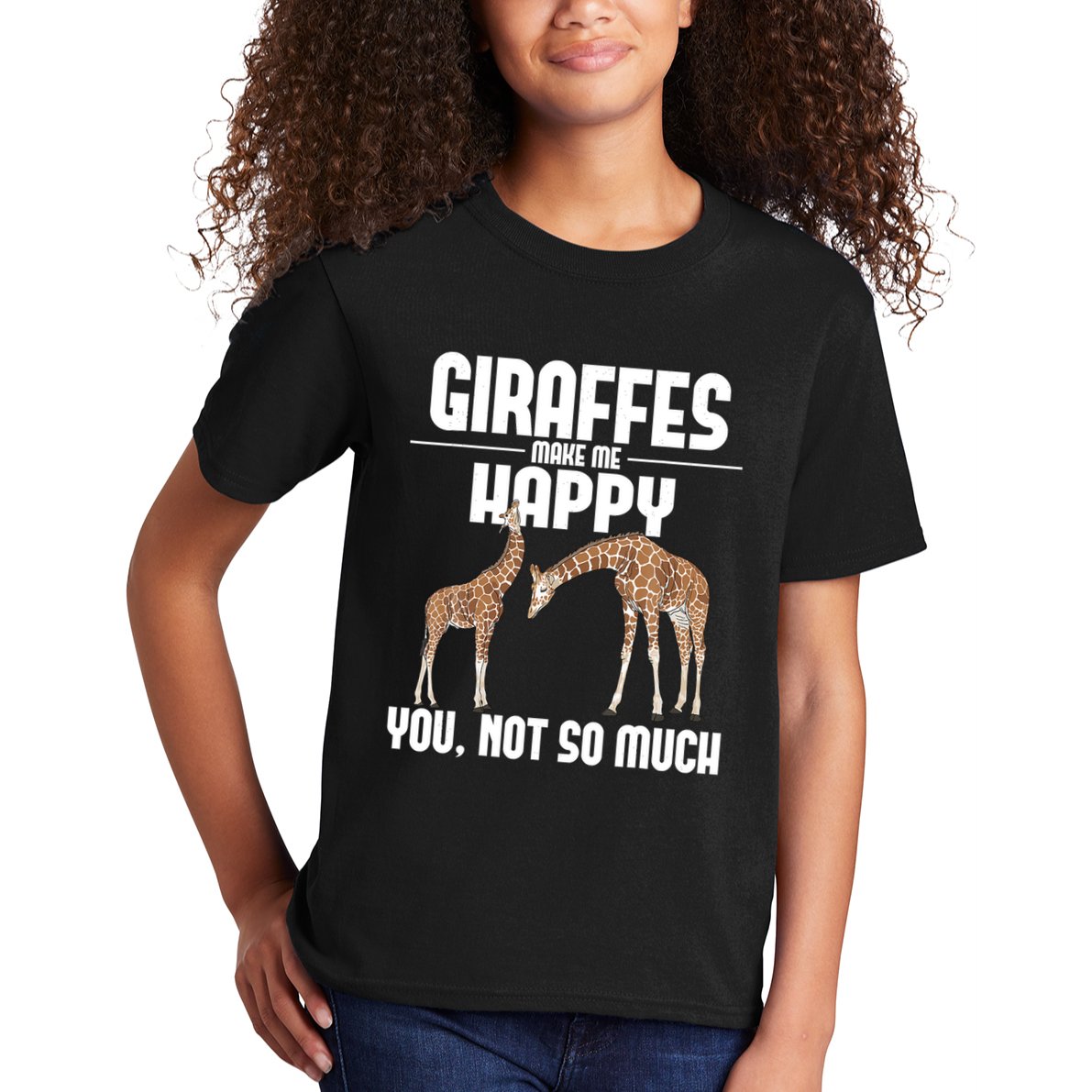 Giraffes Make Me Happy Safari Zoo Animal Lover Giraffe Kids T-Shirt