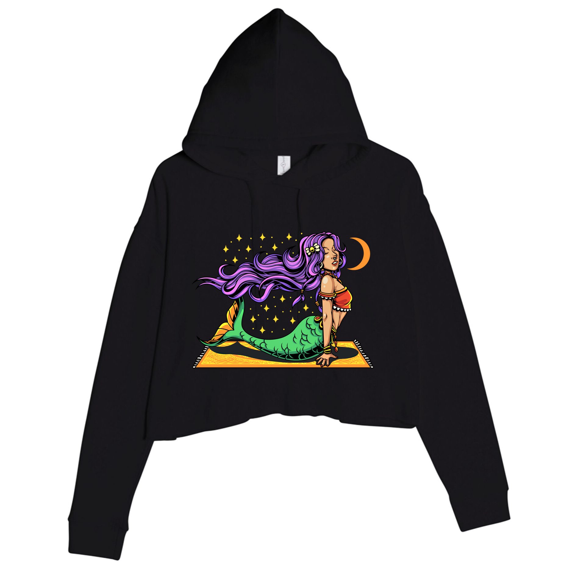 Gypsy Mama Mermaid Yoga Cool Gift Crop Fleece Hoodie
