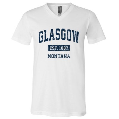 Glasgow Montana Mt Vintage Sports Established V-Neck T-Shirt