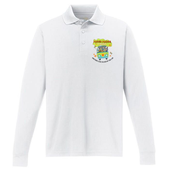 Groovy Mystery Machine Of Diagnostics Lab Tech Lab Week 2025  Performance Long Sleeve Polo