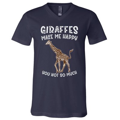 Giraffes Make Me Happy You Not So Much V-Neck T-Shirt