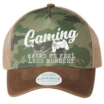 Gaming Makes Me Feel Less Murdery Funny Legacy Tie Dye Trucker Hat
