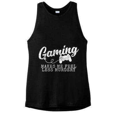 Gaming Makes Me Feel Less Murdery Funny Ladies PosiCharge Tri-Blend Wicking Tank