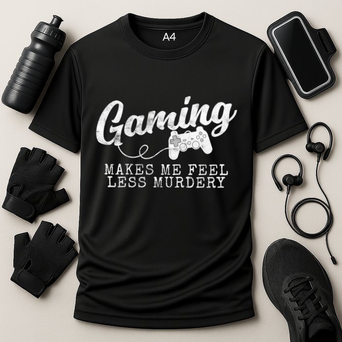 Gaming Makes Me Feel Less Murdery Funny Cooling Performance Crew T-Shirt