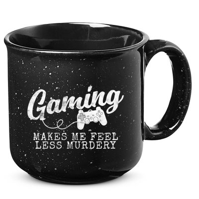 Gaming Makes Me Feel Less Murdery Funny 15oz Campfire Ceramic Mug