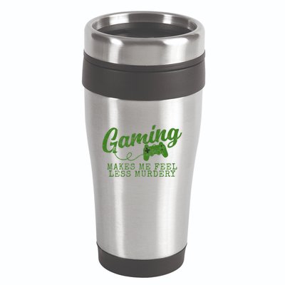 Gaming Makes Me Feel Less Murdery Funny 16oz Travel Tumbler