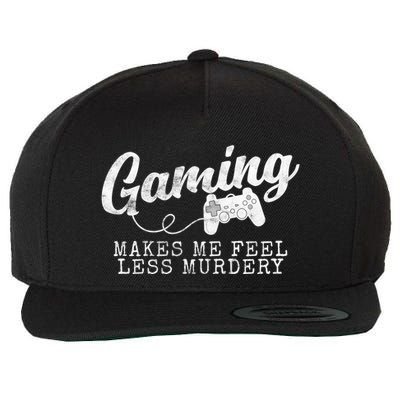 Gaming Makes Me Feel Less Murdery Funny Wool Snapback Cap