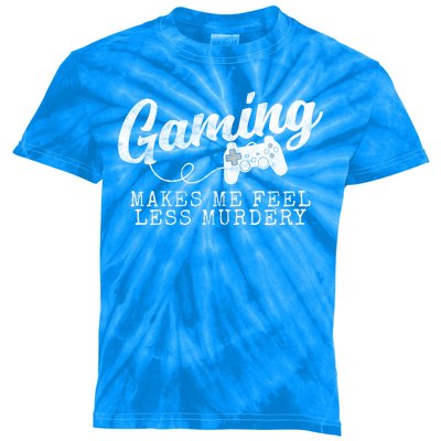 Gaming Makes Me Feel Less Murdery Funny Kids Tie-Dye T-Shirt