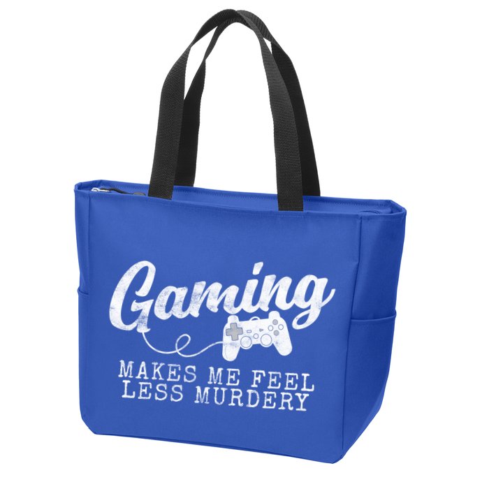 Gaming Makes Me Feel Less Murdery Funny Zip Tote Bag