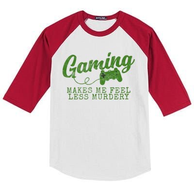 Gaming Makes Me Feel Less Murdery Funny Kids Colorblock Raglan Jersey