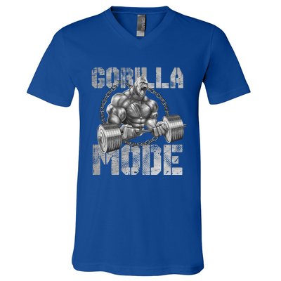 Gorilla Mode Motivation Beast Bodybuilding Gym Animal Gift V-Neck T-Shirt