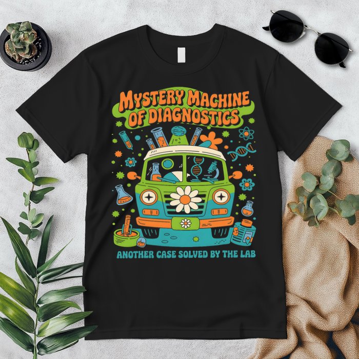 Groovy Mystery Machine Of Diagnostics Lab Tech Lab Week 2025 Premium T-Shirt