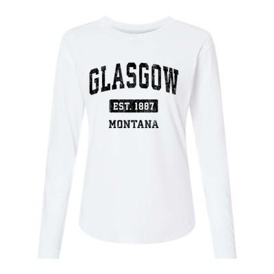 Glasgow Montana Mt Vintage Sports Established Design Womens Cotton Relaxed Long Sleeve T-Shirt