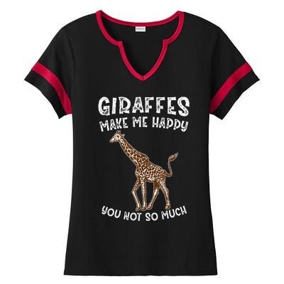 Giraffes Make Me Happy You Not So Much Ladies Halftime Notch Neck Tee