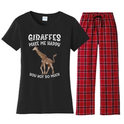 Giraffes Make Me Happy You Not So Much Women's Flannel Pajama Set