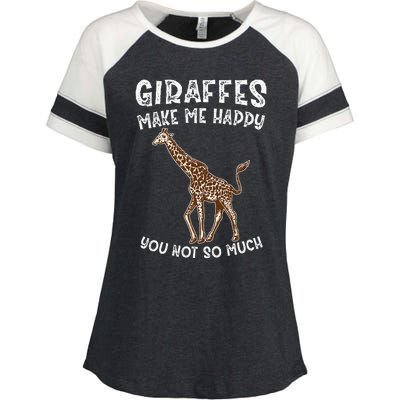 Giraffes Make Me Happy You Not So Much Enza Ladies Jersey Colorblock Tee