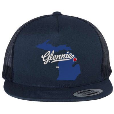 Glennie Michigan MI Map Flat Bill Trucker Hat