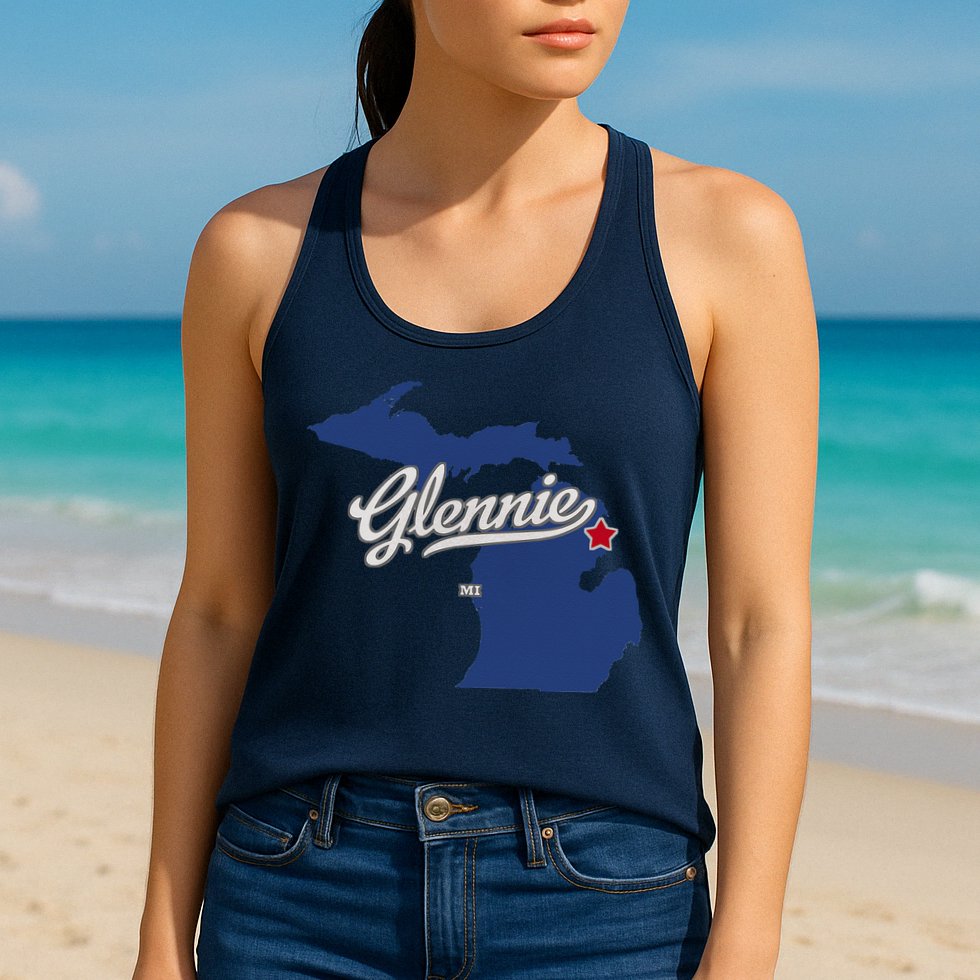 Glennie Michigan MI Map Womens Tank Top
