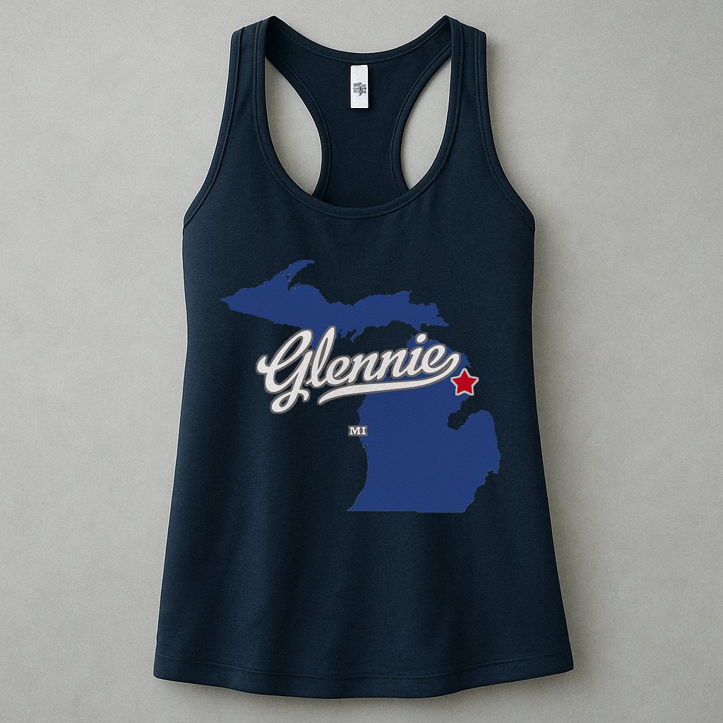 Glennie Michigan MI Map Womens Tank Top