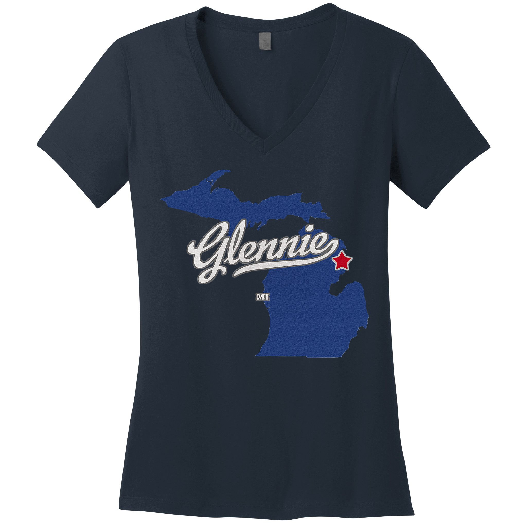 Glennie Michigan MI Map Women's V-Neck T-Shirt