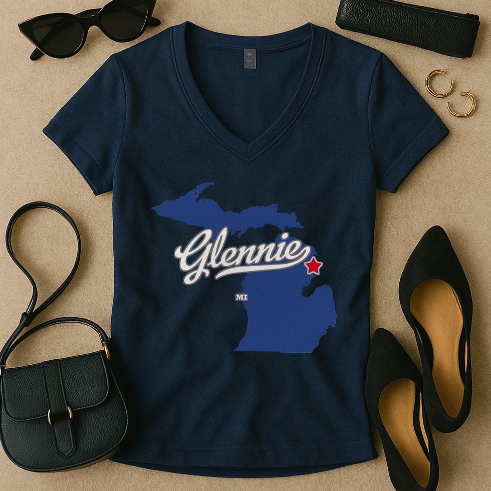 Glennie Michigan MI Map Women's V-Neck T-Shirt