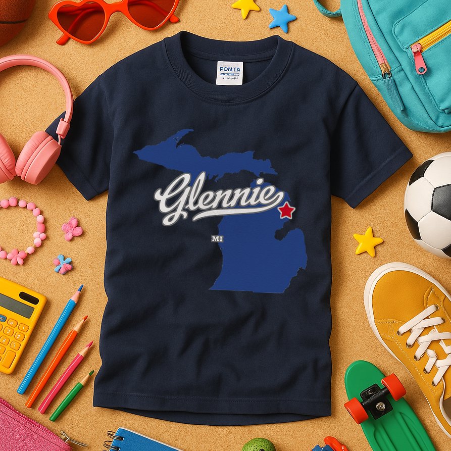 Glennie Michigan MI Map Kids T-Shirt