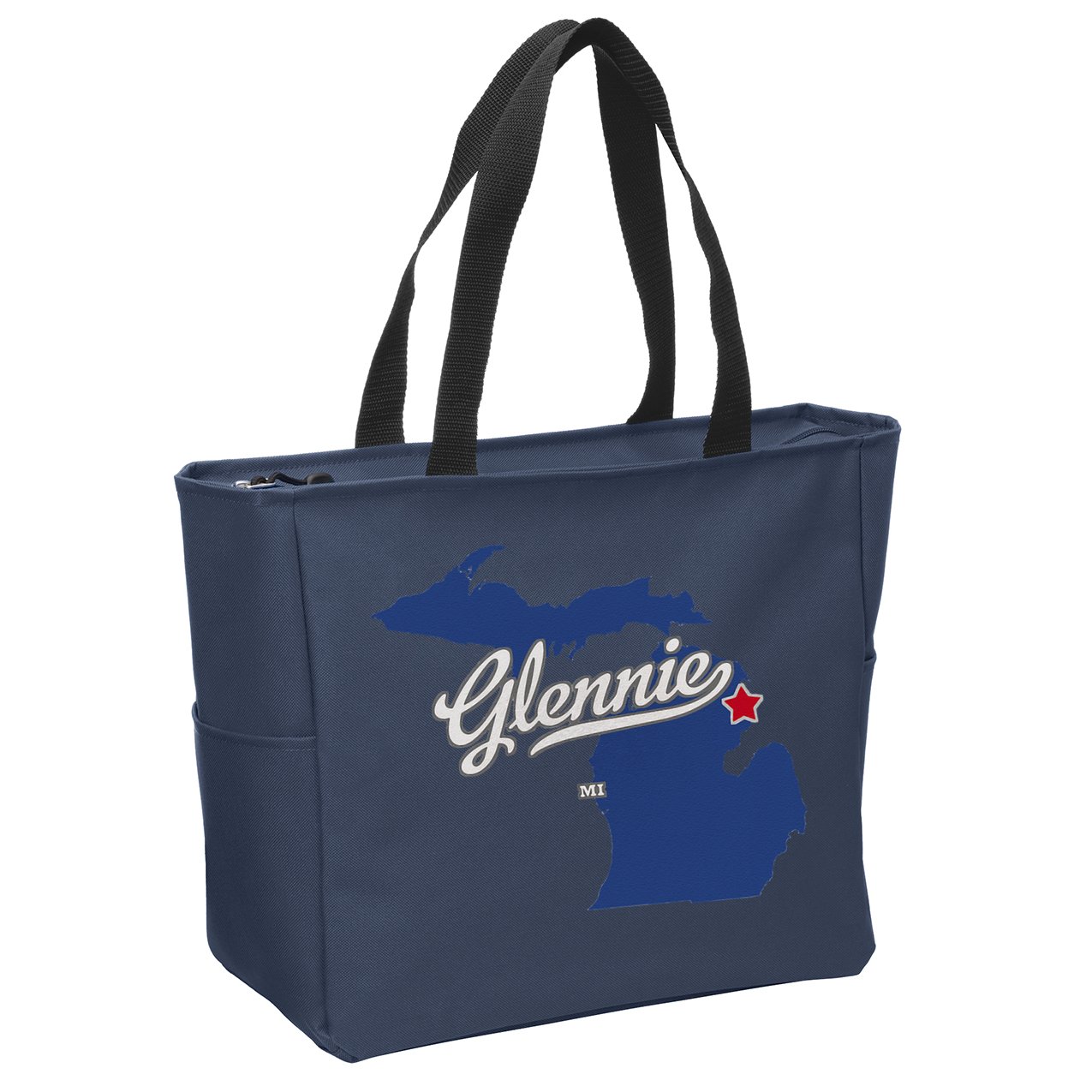 Glennie Michigan MI Map Zip Tote Bag